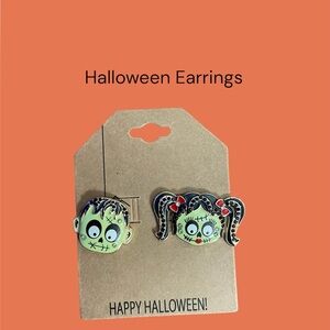 NWT ENAMEL FRANKENSTEIN NEWLY WEDS HALLOWEEN EARRINGS GREAT GIFT